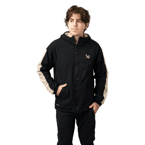 1064202 HOL24 APPAREL FLC REVJACKET SR BLK TAN catalog M